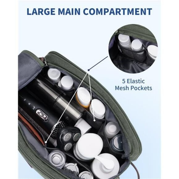 Mens Toiletry Bag Travel Dopp Kit Shaving Bag Waterproof Canvas Organizer Case - Picture 3 of 7